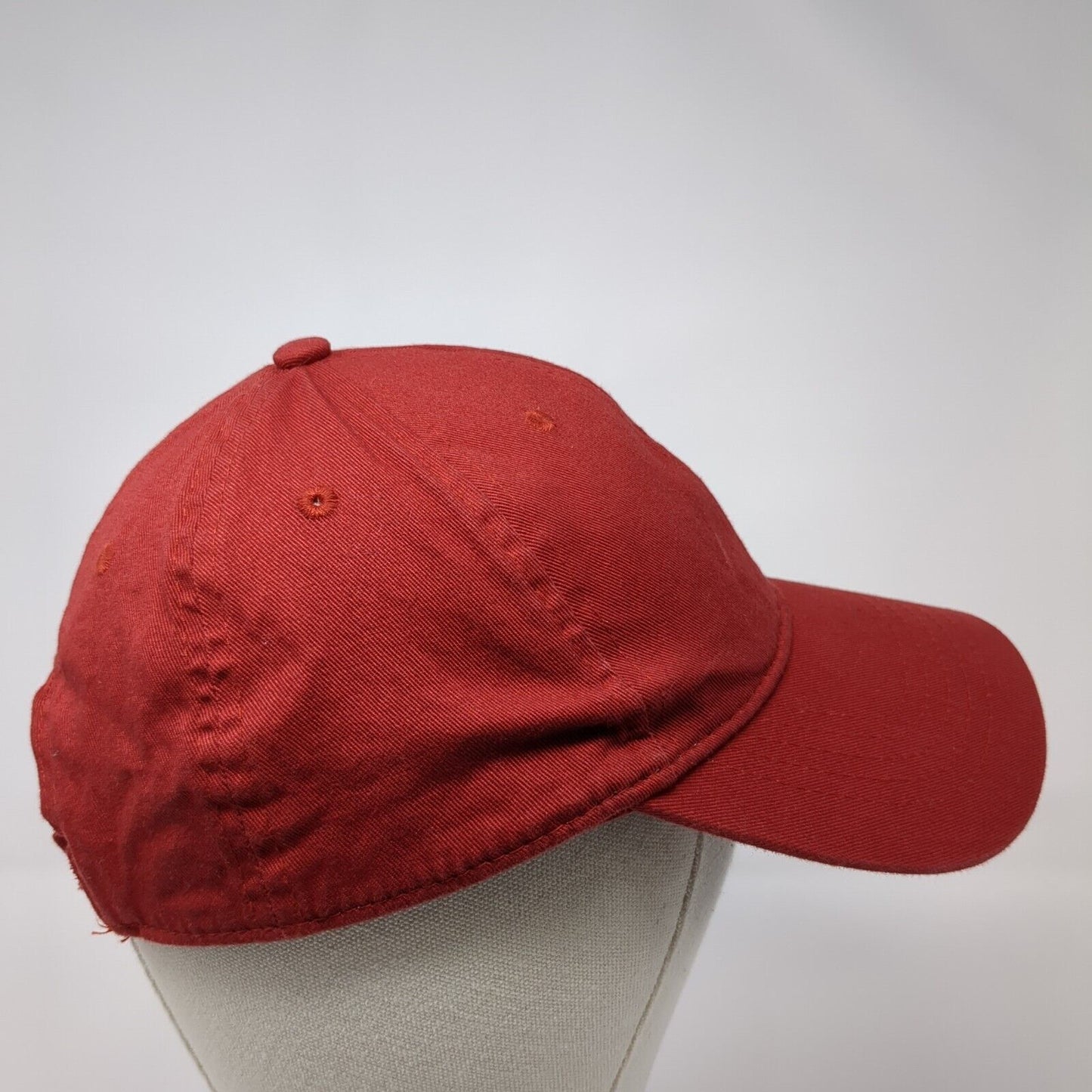 Unbranded Strapback Hat Red One Size Adjustable Vented Holes 6 Panel Blank