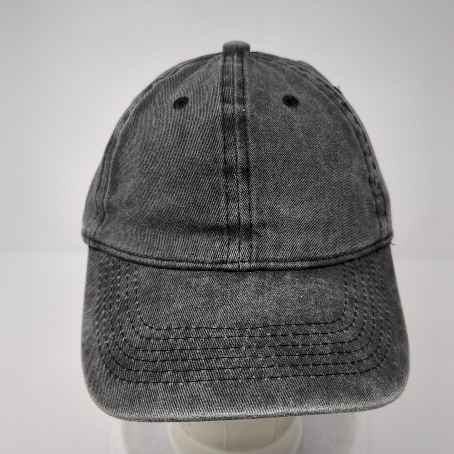Unbranded Strapback Hat Gray One Size Adjustable Vented Holes 6 Panel Blank