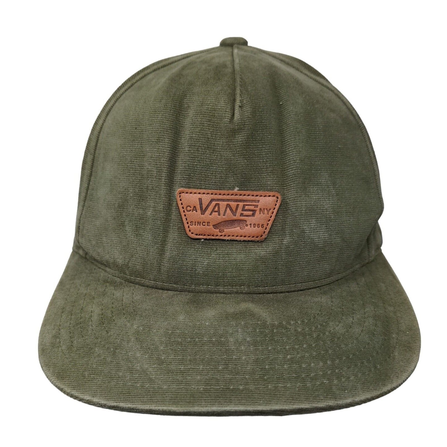 Vans Leather Patch Snapback Hat Green OSFA Adjustable Vent Holes