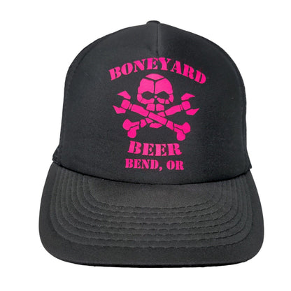 Boneyard Beer Skull and Bones Snapback Mesh Back Trucker Hat Black OSFM Otto