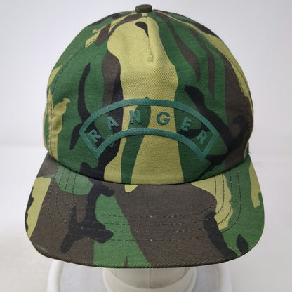 Trucker Green Camo Ranger Hat OS Snapback Made in USA Woodland Military Vintage