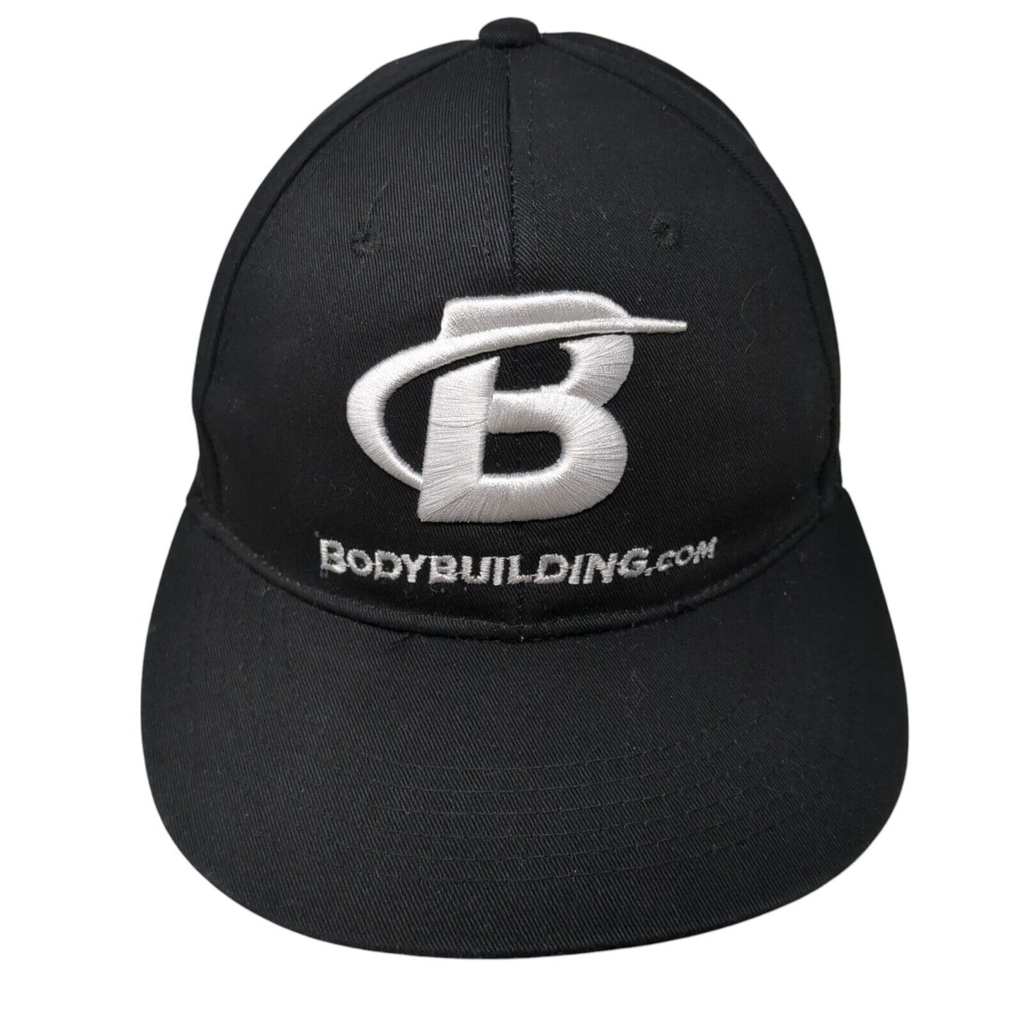 BodyBuilding.Com Snapback Hat Black One Size Adjustable Embroidered Cotton