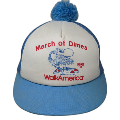 Yupoong Trucker Hat Blue One Size March of Dimes WalkAmerica KFXD 58 Pom Pom