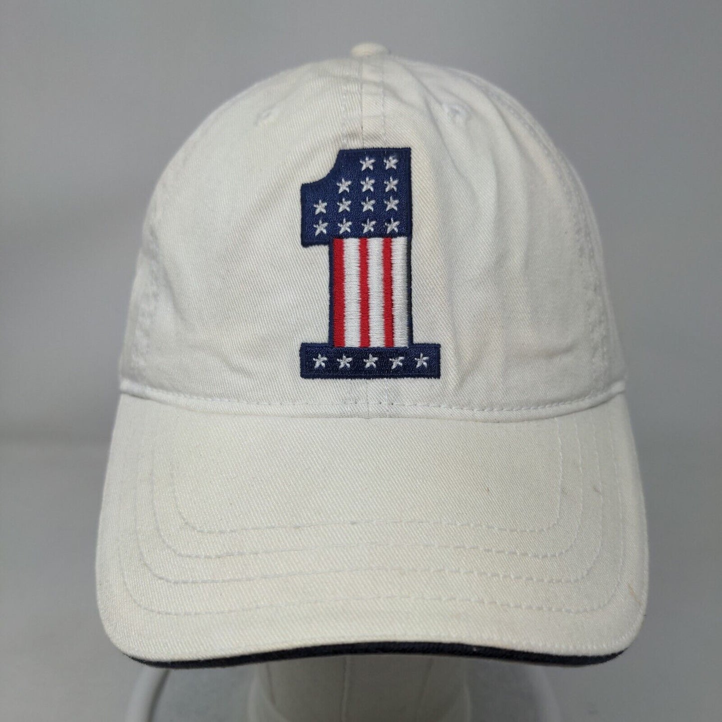 Hyp Slideback Hat Cream Size OSFM Embroidered Patriotic American Flag #1 Logo