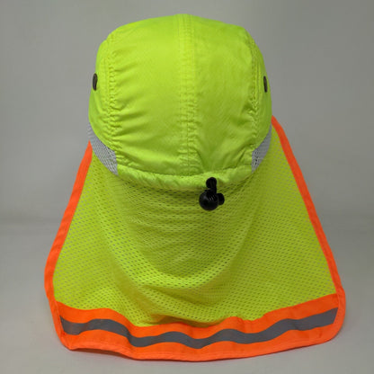 Unbranded Toggle Back Sun Hat Green One Size Neck Flap Reflective Vent Holes