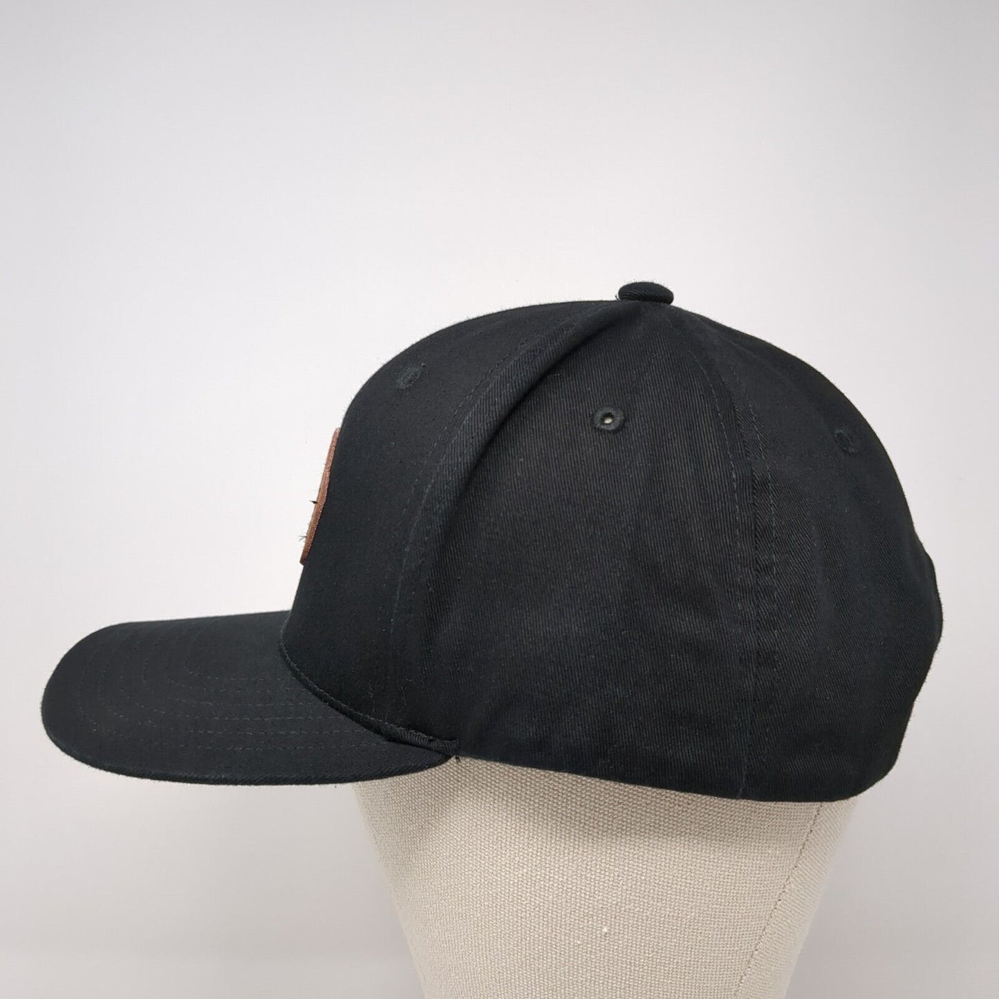 Honig's Leather Patch Snapback Hat Black One Size Adjustable 6 Panel