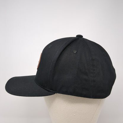 Honig's Leather Patch Snapback Hat Black One Size Adjustable 6 Panel