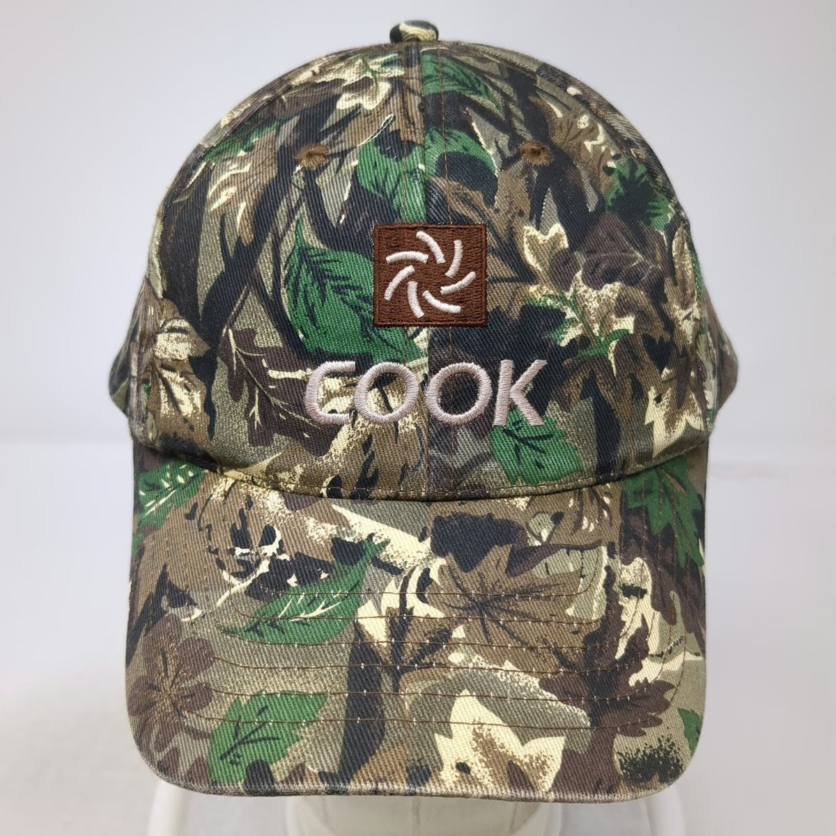Cook Gear Baseball Cap Green Camo OS Slideback Leaf Pattern Embroidered Hat