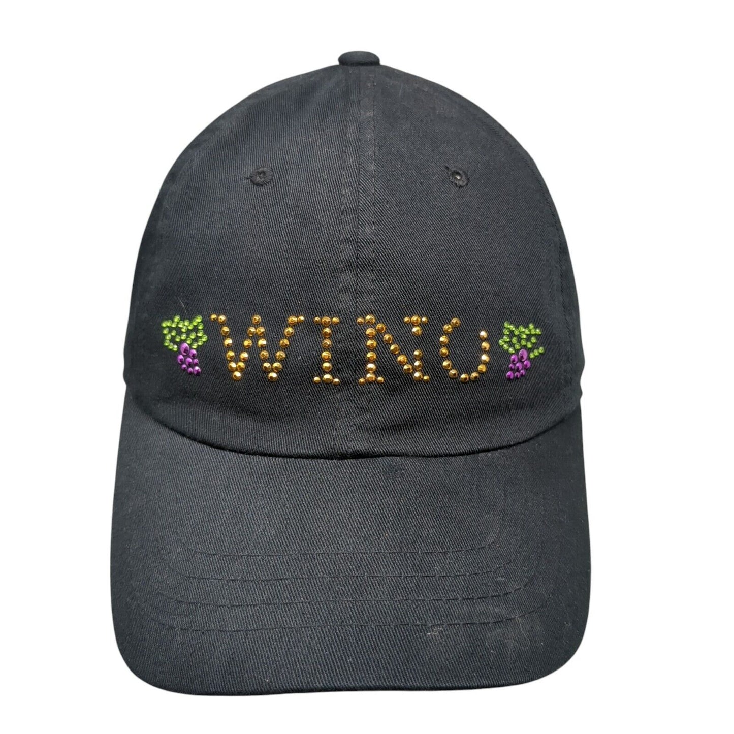 Wino Slideback Hat Black OSFM Adjustable Rhinestone Bling Magic