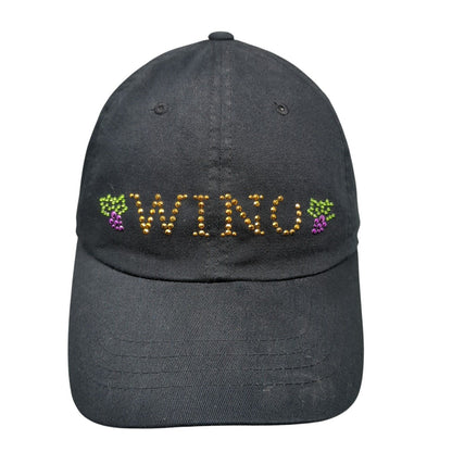 Wino Slideback Hat Black OSFM Adjustable Rhinestone Bling Magic