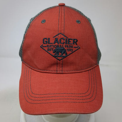Prairie Mountain Trucker Hat Red One Size Glacier National Park Bear Mesh Back