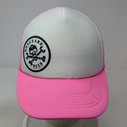 Cobra Trucker Hat Pink White OS Boneyard Beer Bend Oregon Brewery Mesh Snapback