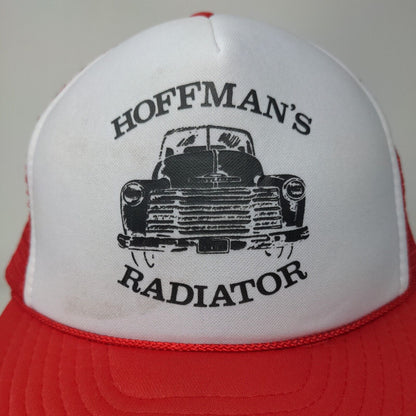 Hoffman's Radiator Snapback Trucker Hat Red OSFA Adjustable Mesh Back Rope Otto