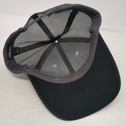 Port Authority Gray Trucker Hat One Size Black Mesh Leather Patch Snapback Farm