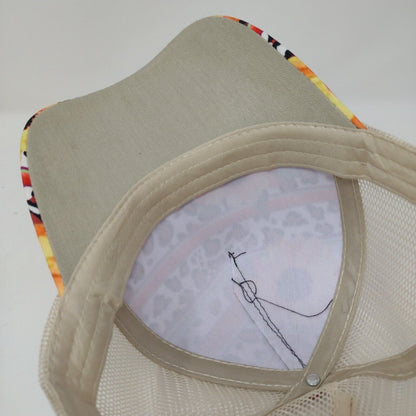 Sunflower Leopard Print Strapback Trucker Hat Multi OSFA Ponytail