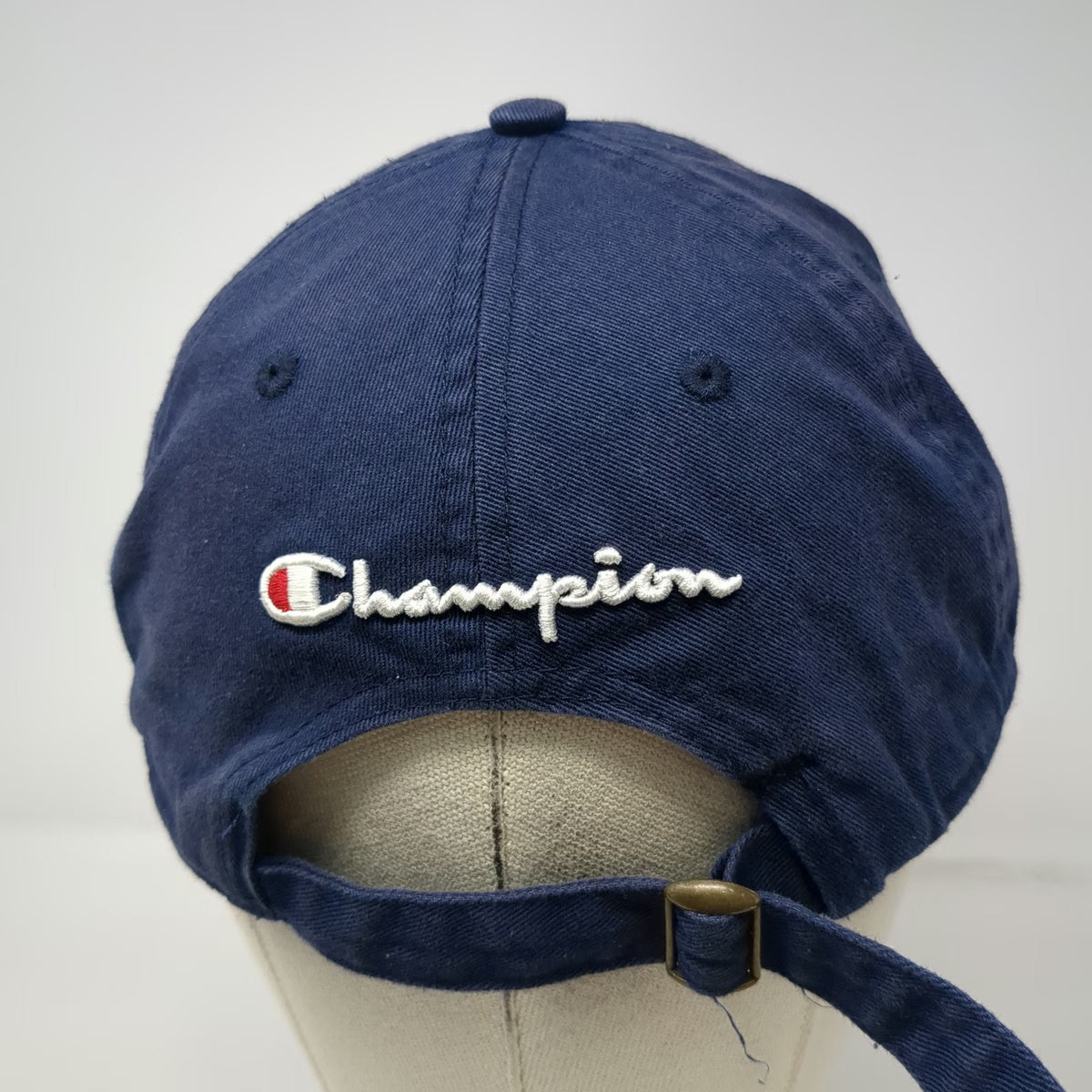 Champion Baseball Cap Blue White Red One Size Cotton Slideback Embroidered Hat