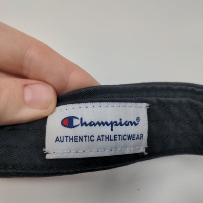 Champion Strapback Sun Visor Hat Black One Size Adjustable Embroidered