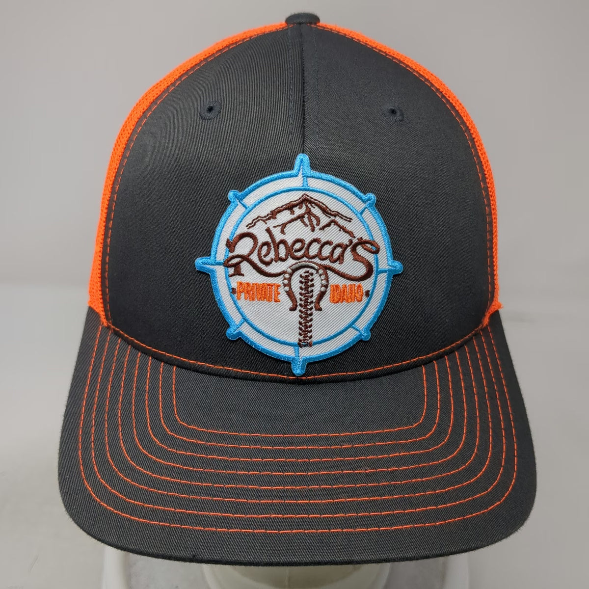 Richardson 112 Trucker Hat Gray Orange One Size Rebecca's Private Idaho Snapback