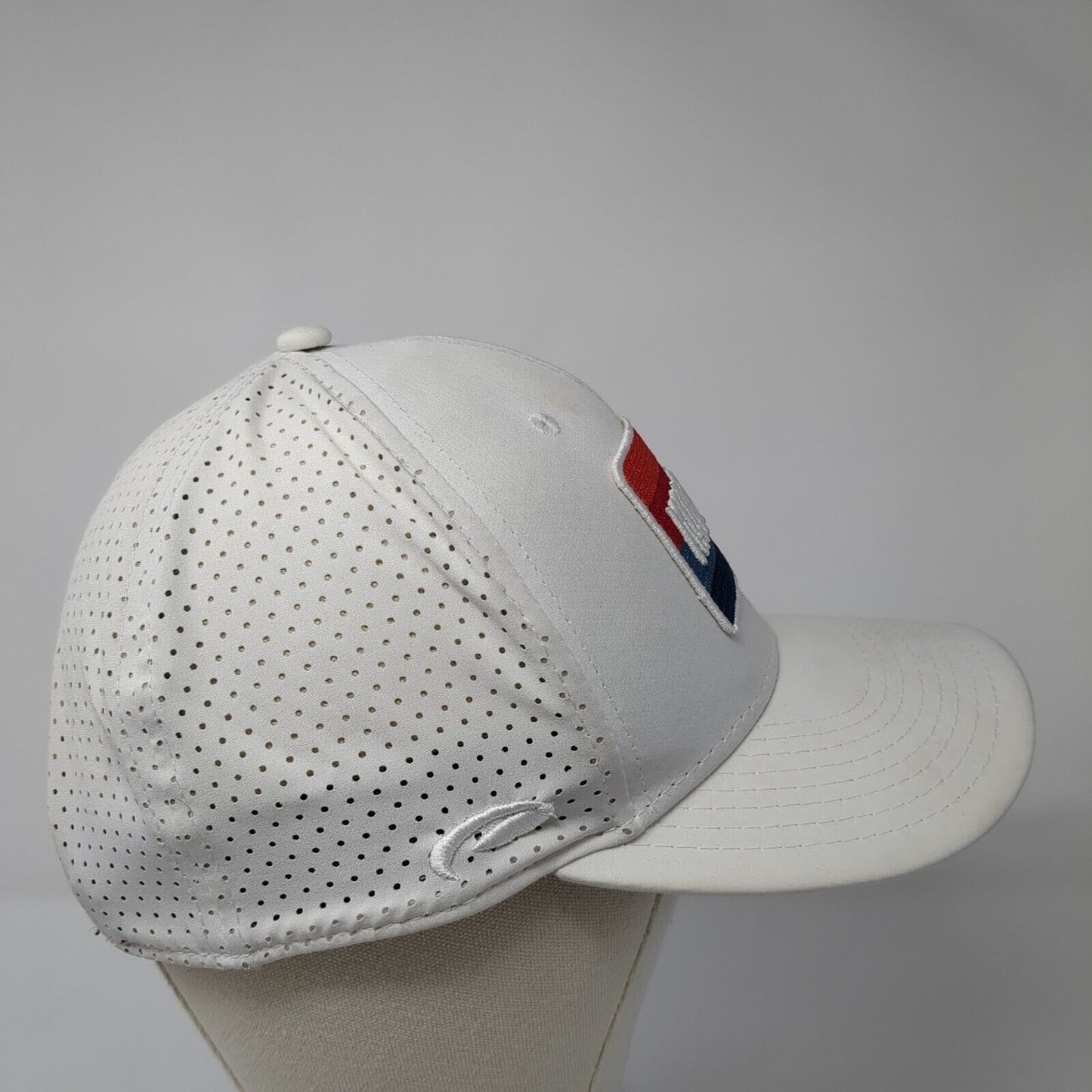 Kapalua Patch Snapback Hat White One Size Adjustable Laser Cut Pukka