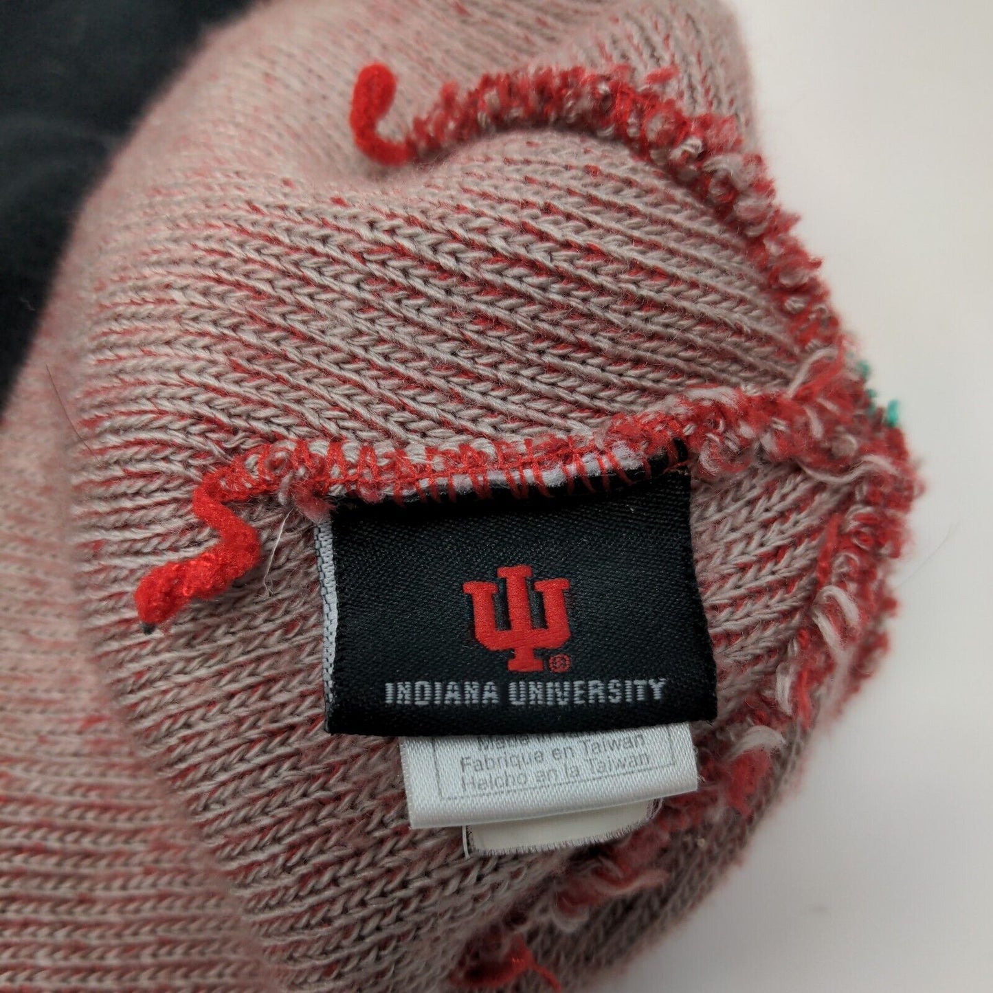 Adidas Men's Knit Beanie Hat Cap Red Striped OSFA Embroidered IU Hoosiers Logo