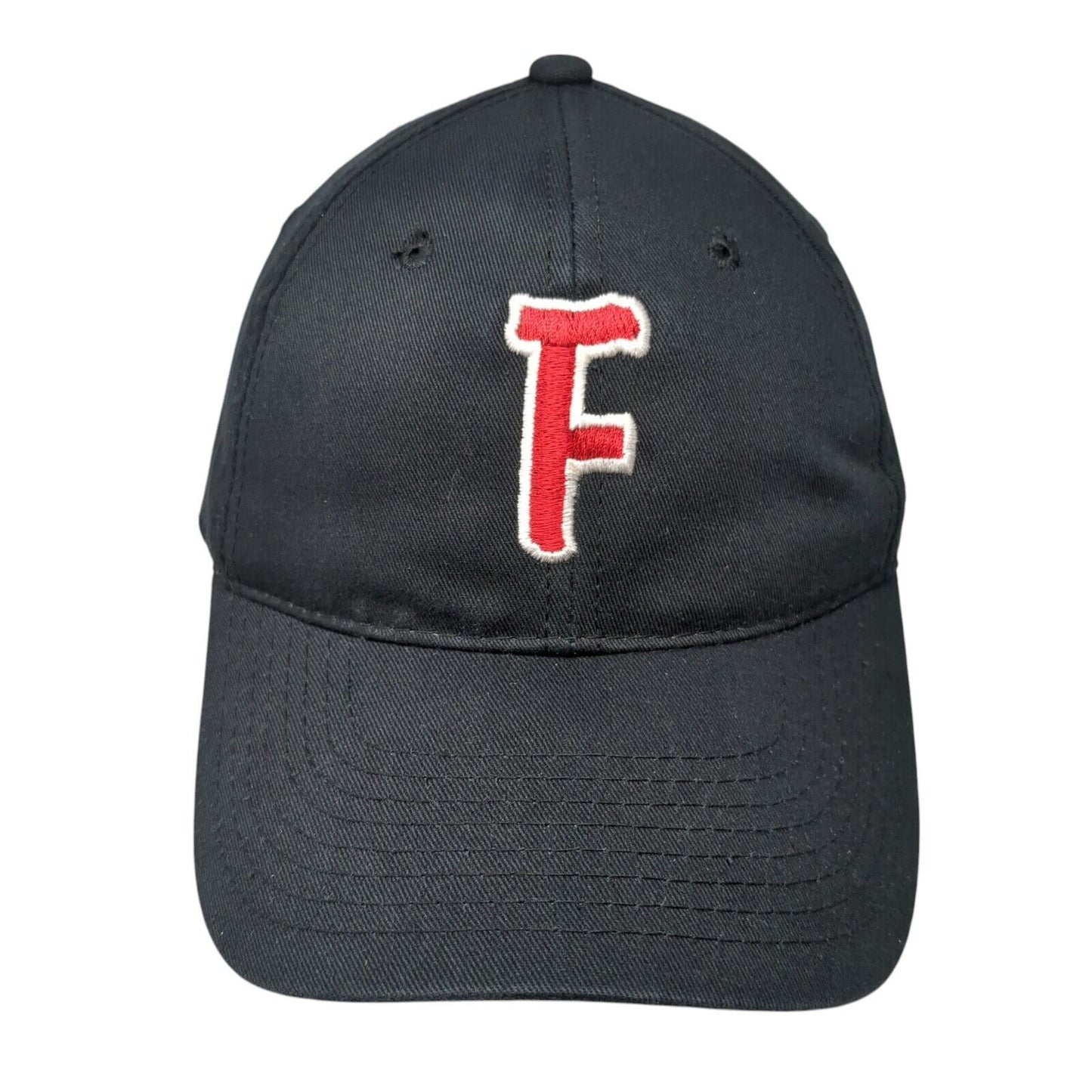F Strapback Hat Black One Size Adjustable Embroidered 6 Panel OC Sports