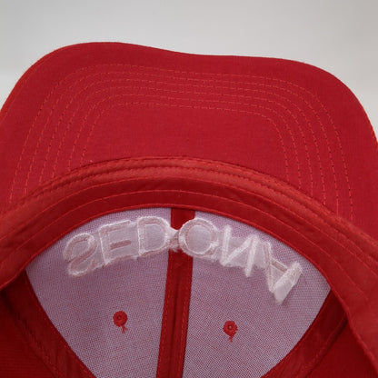 Sedona Strapback Hat Red One Size Adjustable Embroidered Solid 6 Panel