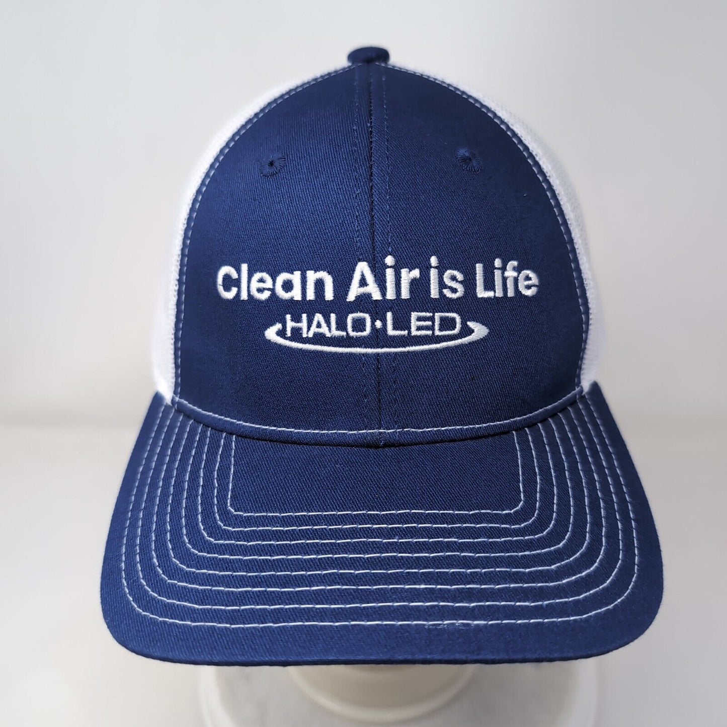 Clean Air Is Life Halo Led Snapback Trucker Hat Blue OS Adjustable Mesh Back