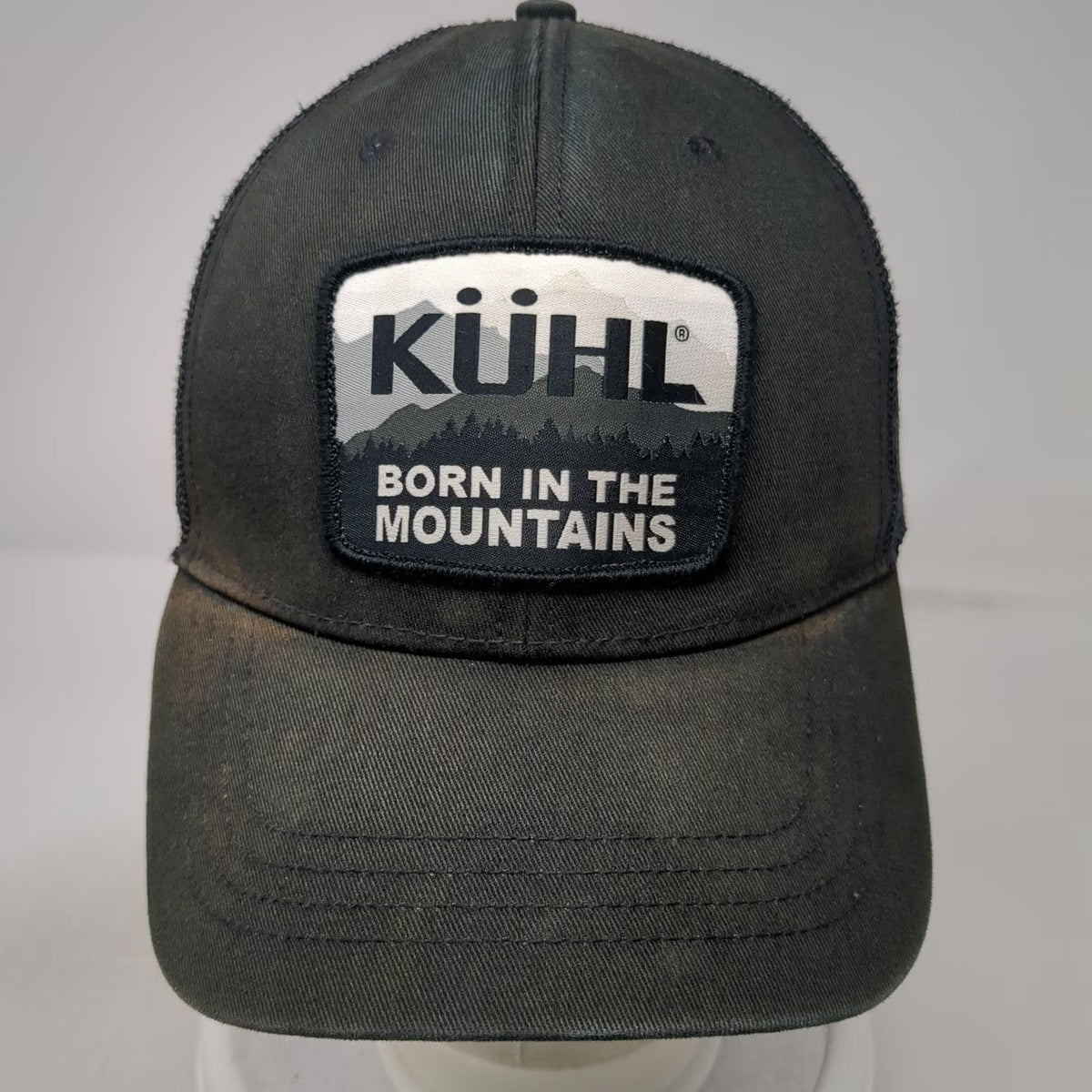 KÜHL Trucker Hat Black One Size Mountain Patch Mesh Back Snapback Outdoor Cap