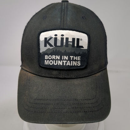 KÜHL Trucker Hat Black One Size Mountain Patch Mesh Back Snapback Outdoor Cap
