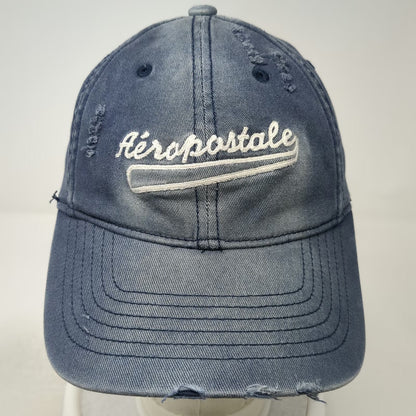 Aeropostale Baseball Cap Blue M Fitted Distressed Embroidered Logo Hat
