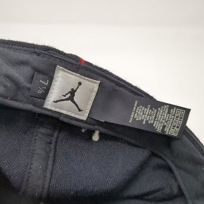 Jordan Baseball Cap Black Red Wool Fitted Hat 7 1/4 Jumpman Logo Embroidered
