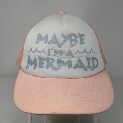 Maybe I'm A Mermaid Snapback Trucker Hat Pink One Size Mesh Back 5 Panel