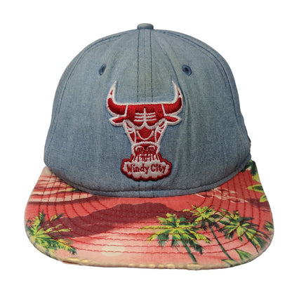 Chicago Bulls Slideback Hat Blue Denim Palms New Era 9Fifty M/L Hardwood NBA