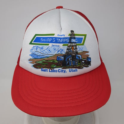 Sharp's Tarps Inc. Salt Lake City Utah Trucker Hat Red OS Mesh Back Champion
