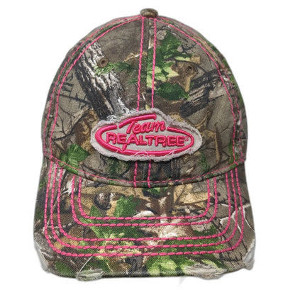 Signatures Baseball Cap Green Pink One Size Team Realtree Camo Distressed Hat
