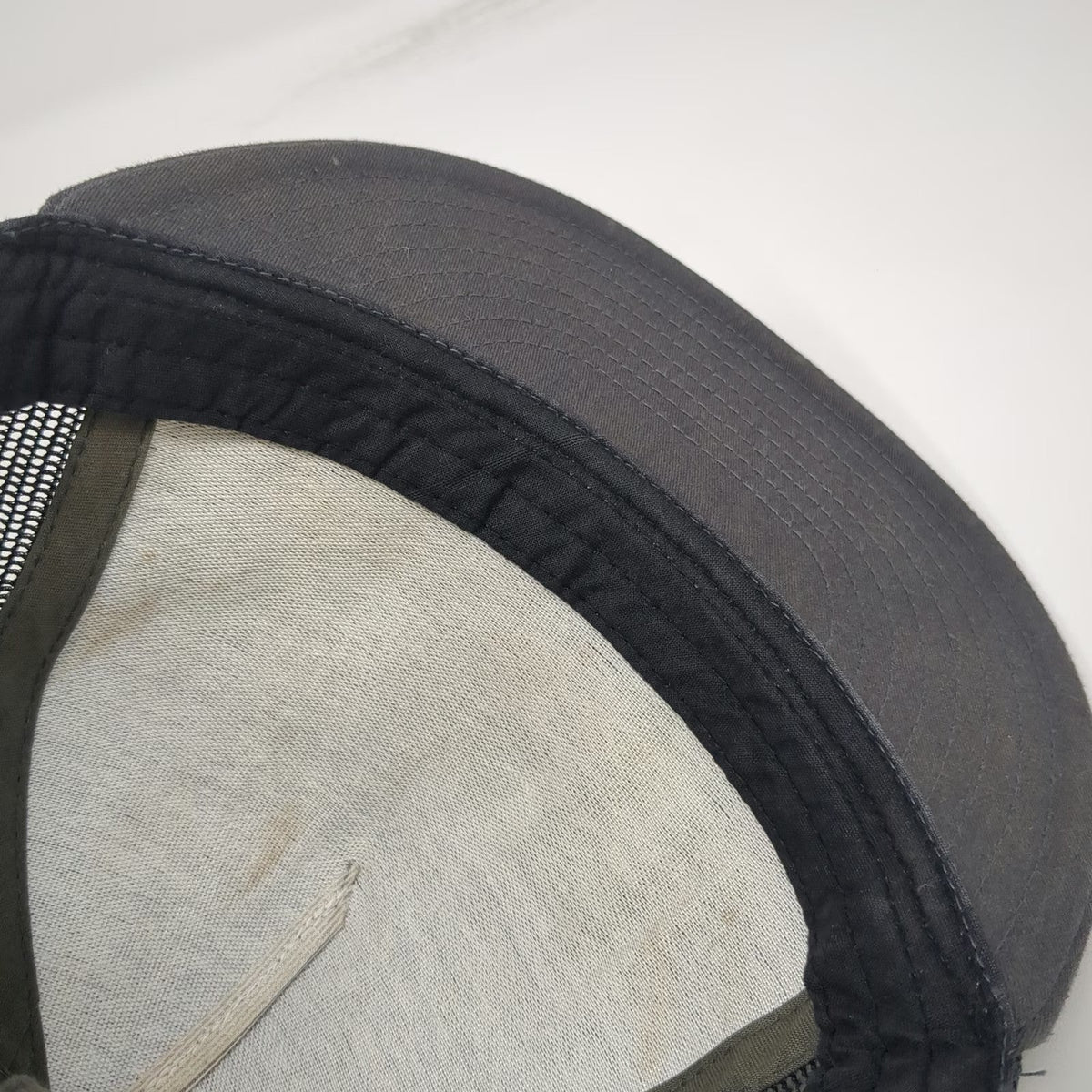Flux Trucker Hat Gray One Size Promised Logo Flat Brim Mesh Back Snapback Hat