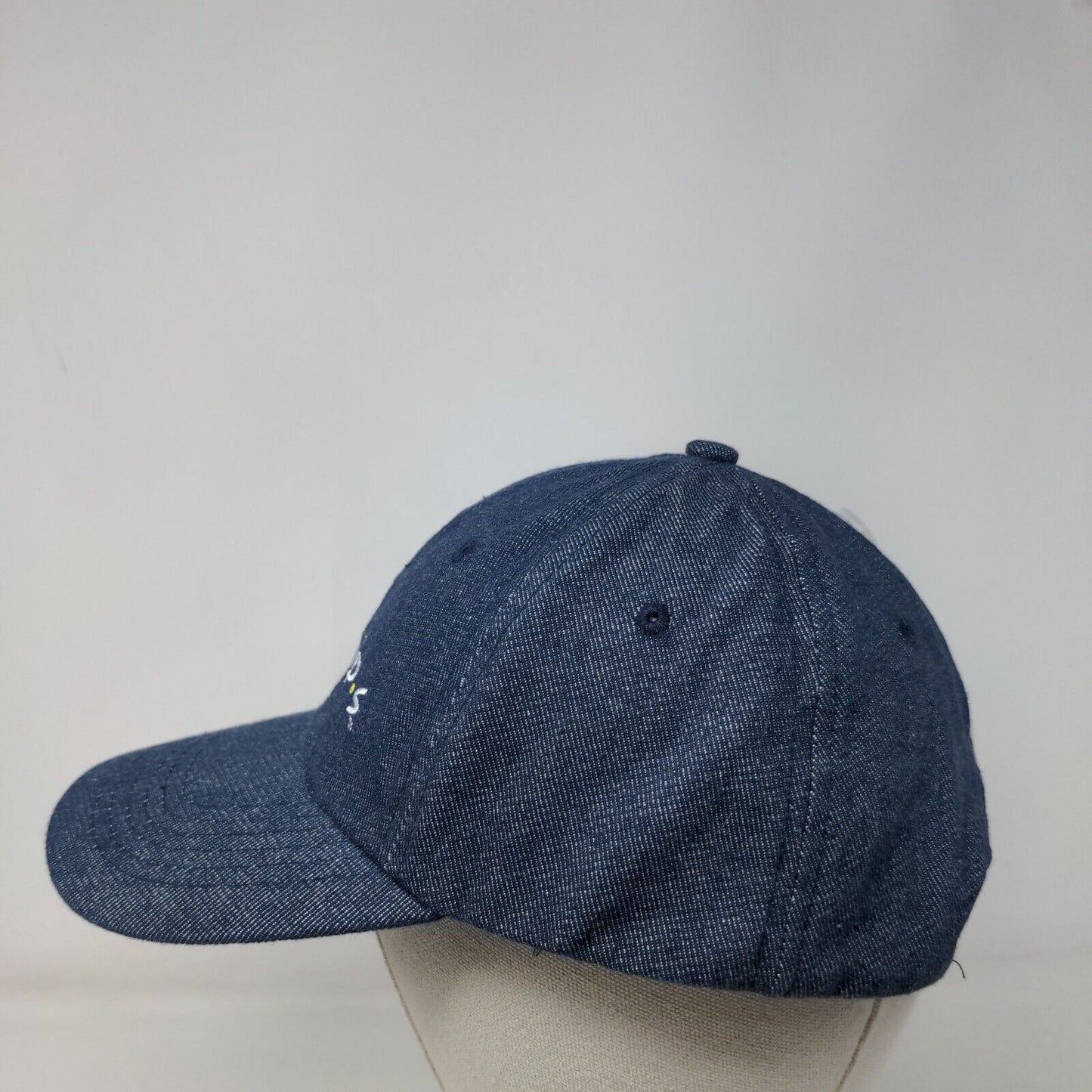 FRIENDS Slideback Hat Blue One Size Adjustable Embroidered 6 Panel Denim Cotton