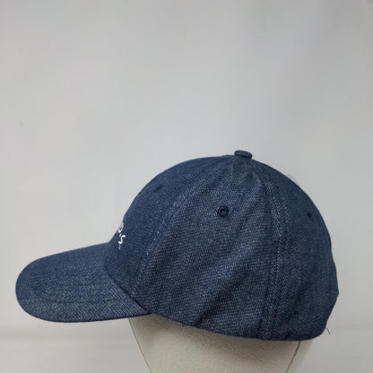 FRIENDS Slideback Hat Blue One Size Adjustable Embroidered 6 Panel Denim Cotton