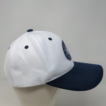 Melonwear Men's Strapback Hat White Blue Embroidered Worcester Railers Logo