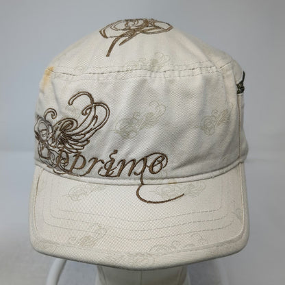Virtus Apparel Army Cap Beige One Size Side Zipper Pocket Flourish Graphic Hat