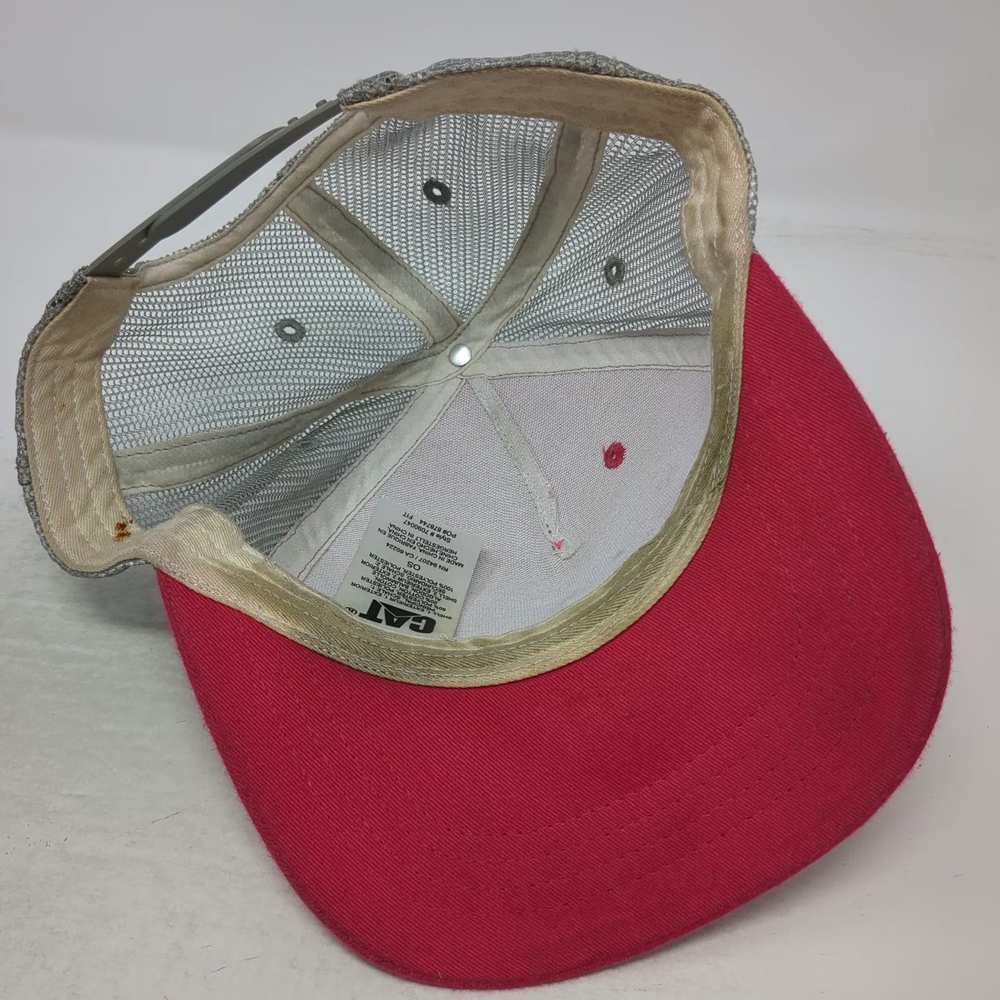 Cat Trucker Hat Pink One Size Mesh Snapback Gray White Logo Caterpillar Work