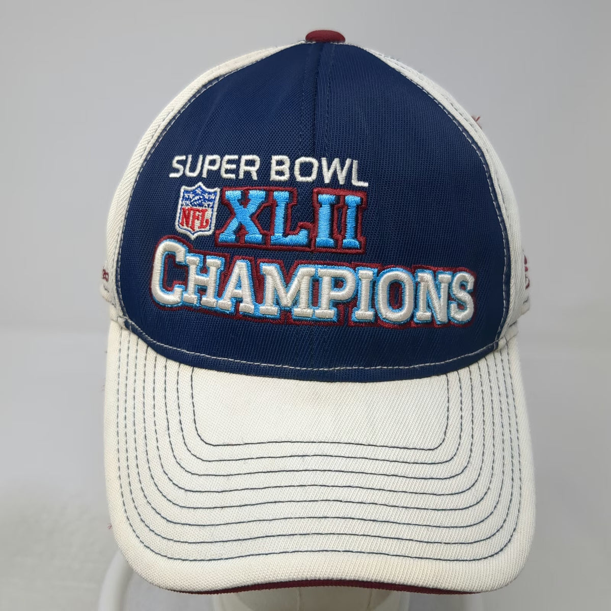 NFL Reebok Super Bowl XLII Champions Hat White Blue Red One Size Sideline Cap