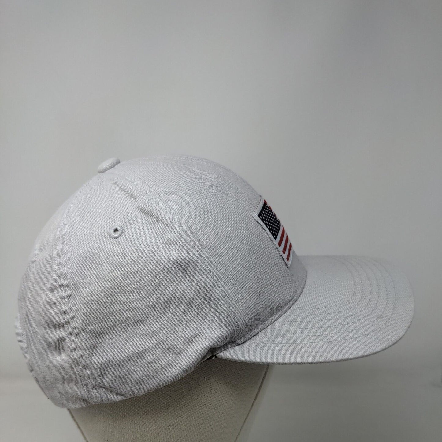 American Flag Patch Strapback Hat Gray One Size Adjustable 6 Panel