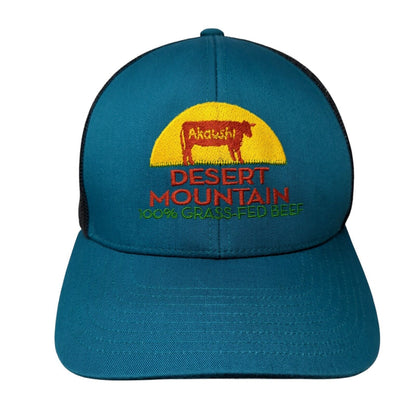 Akaushi Desert Mountain Snapback Mesh Back Trucker Hat Blue One Size