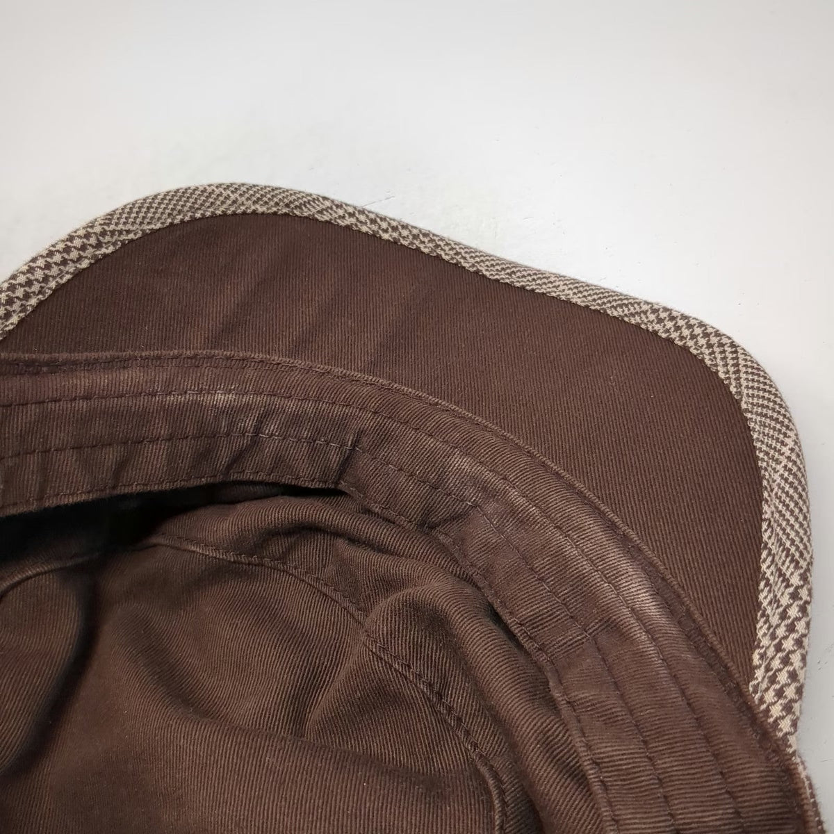 Fox Army Cap Brown One Size Plaid Cotton Slideback Hat Suede Band Buckle Logo