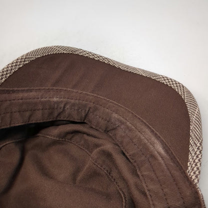 Fox Army Cap Brown One Size Plaid Cotton Slideback Hat Suede Band Buckle Logo