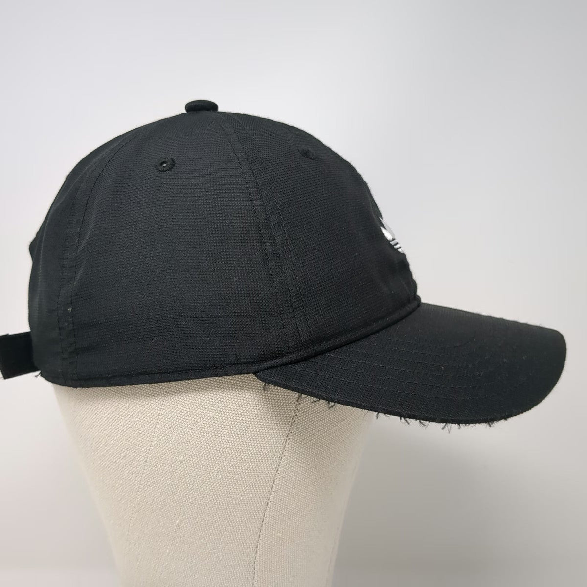 Adidas Baseball Cap Black One Size Trefoil Logo Side Graphic Polyester Strap Hat