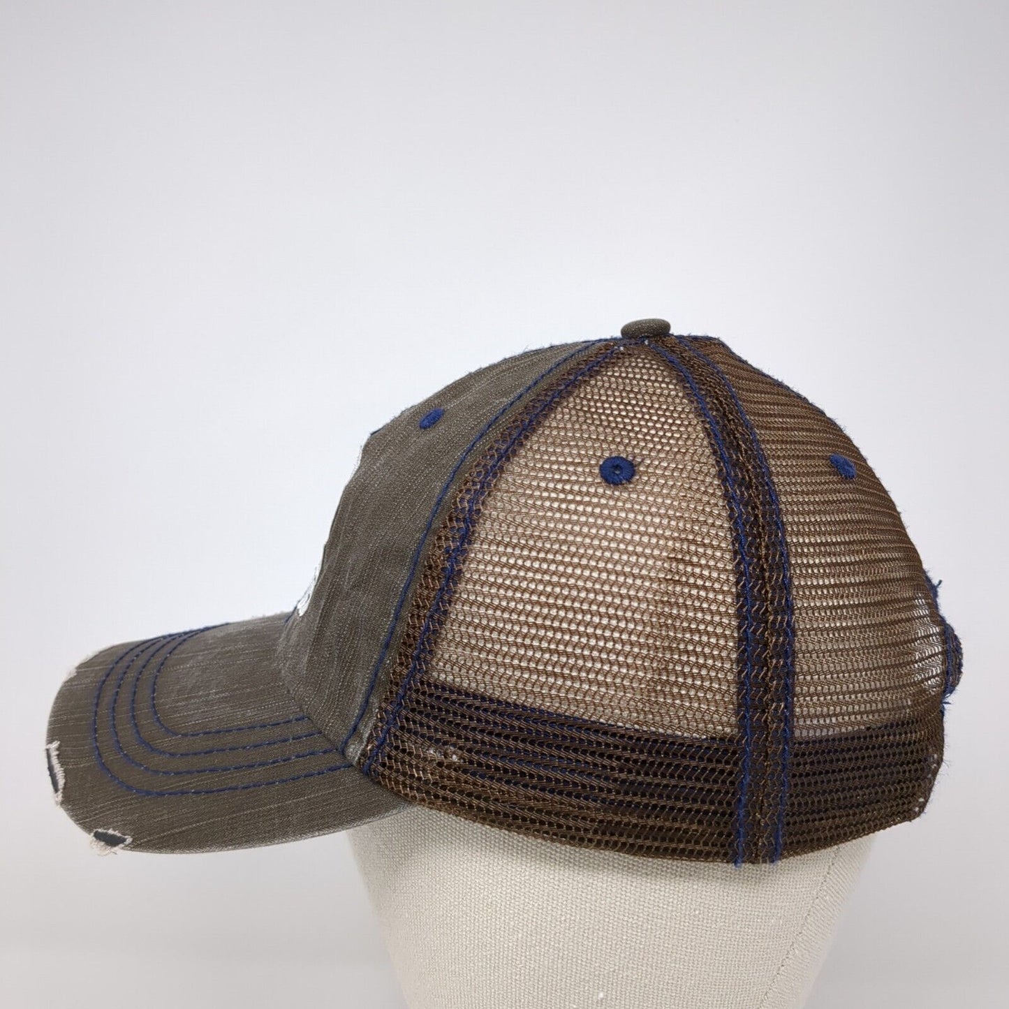 Aviators Strapback Trucker Hat Brown One Size Adjustable Distressed Mesh Back