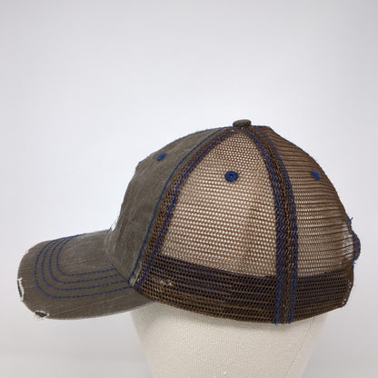 Aviators Strapback Trucker Hat Brown One Size Adjustable Distressed Mesh Back