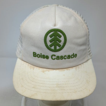 ASI Trucker Hat White One Size Boise Cascade Green Tree Logo Mesh Back Snapback
